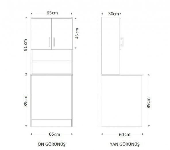 Çamaşır Makinesi Dolabı Banyo Dolabı - 2