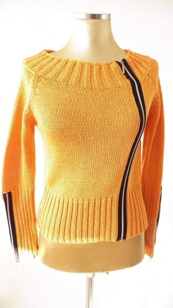 SNY Yuvarlak Yaka 100 Pamuk Turuncu Spor Kazak - 6