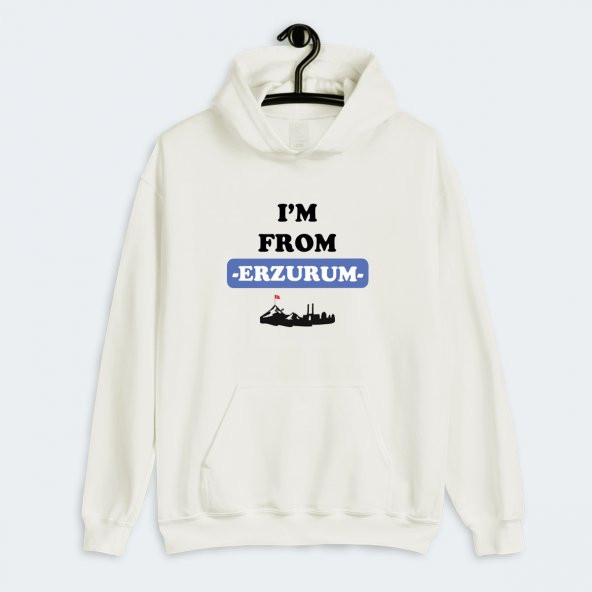 Im From Erzurum Kapşonlu Baskılı Cepli Sweatshirt - 1