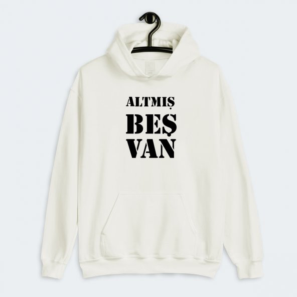 Altmış Beş Van Baskılı Kapşonlu Şehir Plakalı Sweatshirt - 1