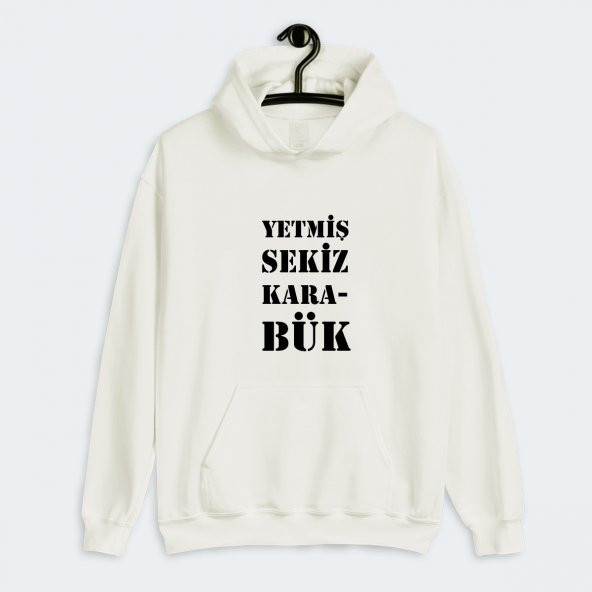 Yetmiş Sekiz Karabük Baskılı Şehir Plakalı Kapşonlu Sweatshirt