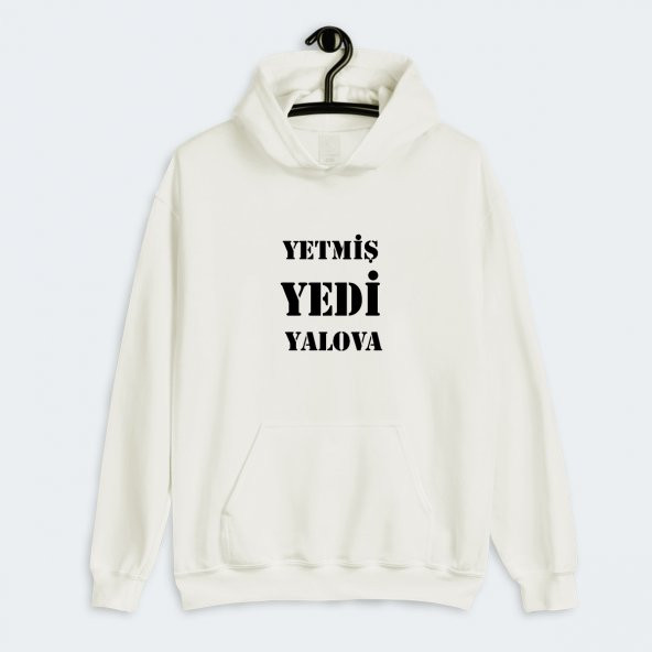 Yetmiş Yedi Yalova Baskılı Şehir Plakalı Kapşonlu Sweatshirt