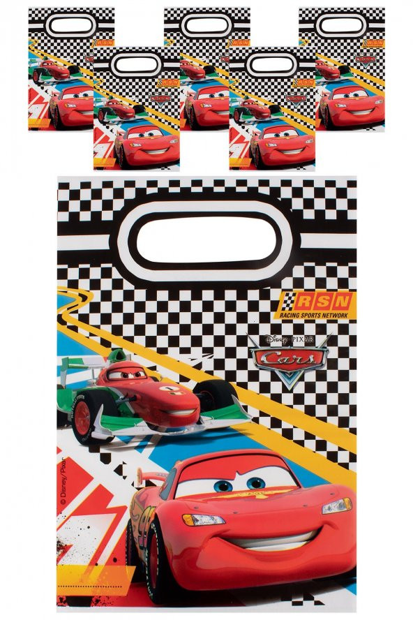 Kına Atölyesi Disney Cars Hediyelik Plastik Çanta 25x16cm 6 Adet