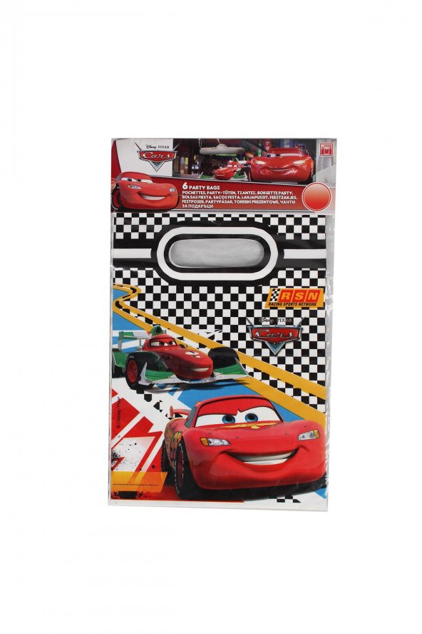 Kına Atölyesi Disney Cars Hediyelik Plastik Çanta 25x16cm 6 Adet - 3