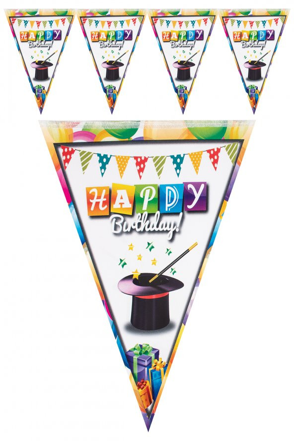 Kına Atölyesi Happy Brithday Şapkalı Flama