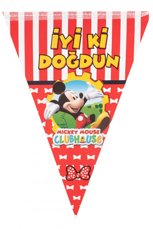 Kına Atölyesi Mickeyy Mouse Club House İyiki Doğdun Flaması 180x22 - 2