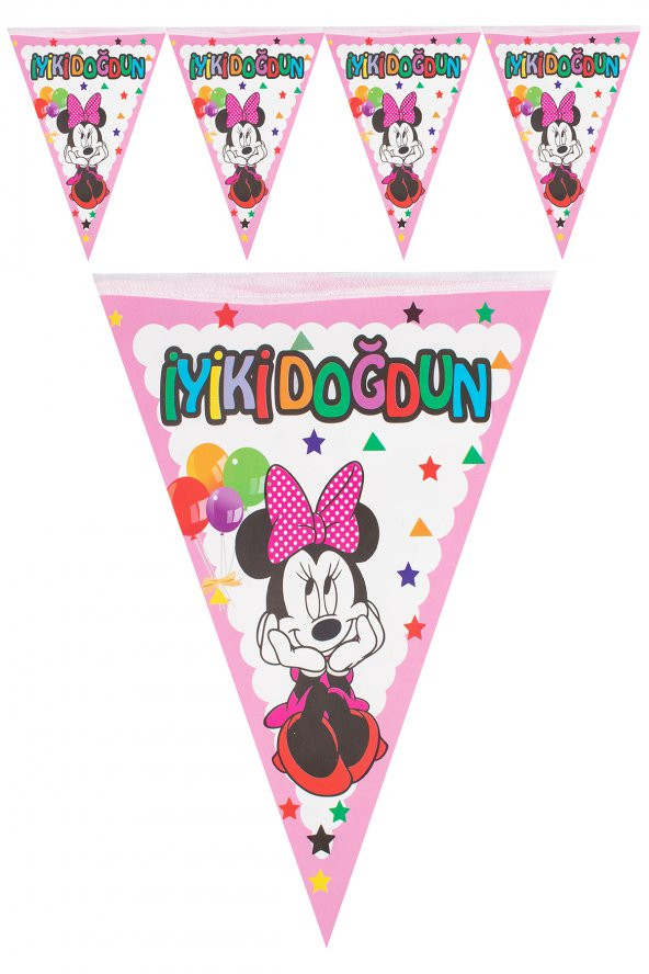 Kına Atölyesi Mickeyy Minnie İyi ki Doğdun Flaması 180x22