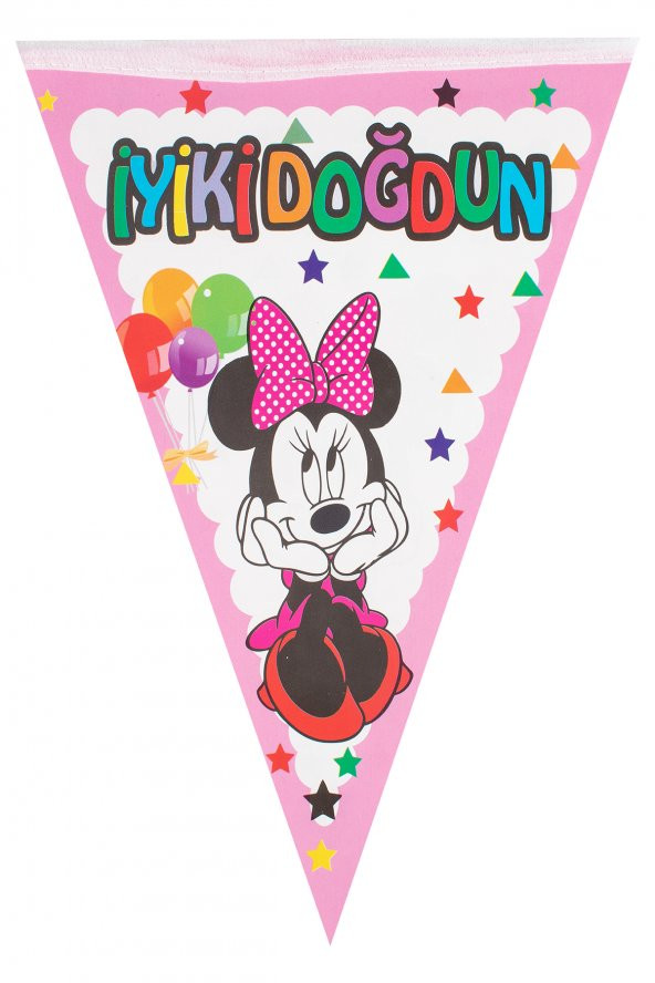 Kına Atölyesi Mickeyy Minnie İyi ki Doğdun Flaması 180x22 - 2