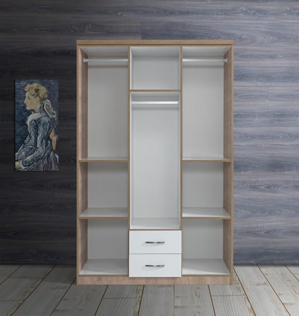 Ekonomik 3 Kapılı Çekmeceli Gardırop Elbise Dolabı - 2