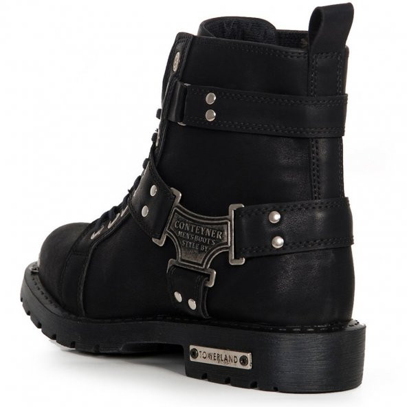 Erkek Bot Conteynar 329 Siyah Mat Erkek Çizme Bağcıklı Uzun Erkek Postal Erkek Çizme - Resim 3