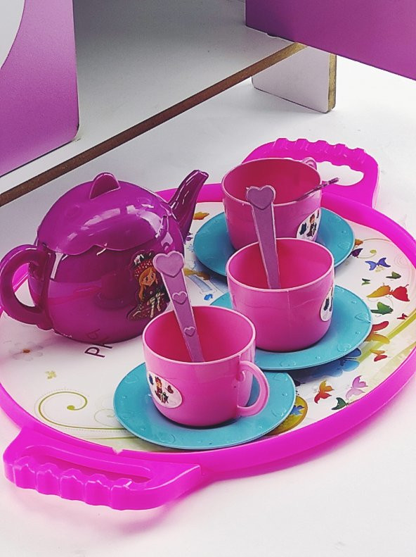 PARSTEK PEMBE AHŞAP OYUN MUTFAĞI-19 PARÇA MUTFAK SETİ HEDİYELİ - 4