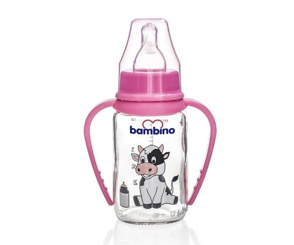 Bambino Kulplu Cam Biberon-Pembe 125Ml
