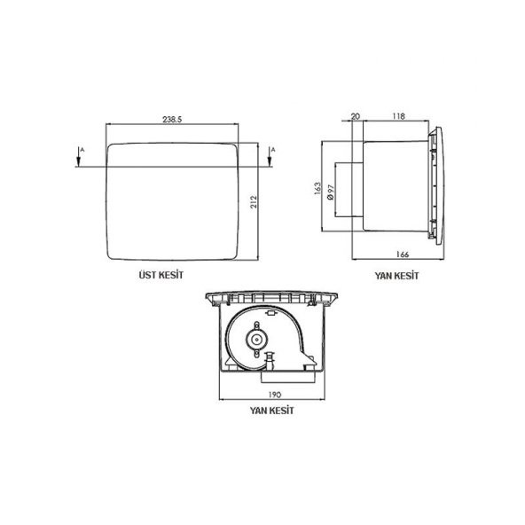 Aircol Lux Duvar ve Tavan Tipi Aspiratör - 2
