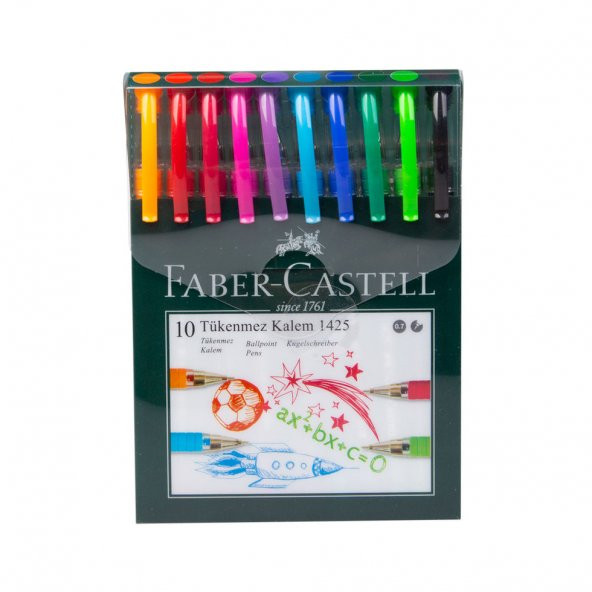 Faber-Castell 1425 İğne Uçlu 0.7mm Tükenmez Kalem Seti 10 Renk