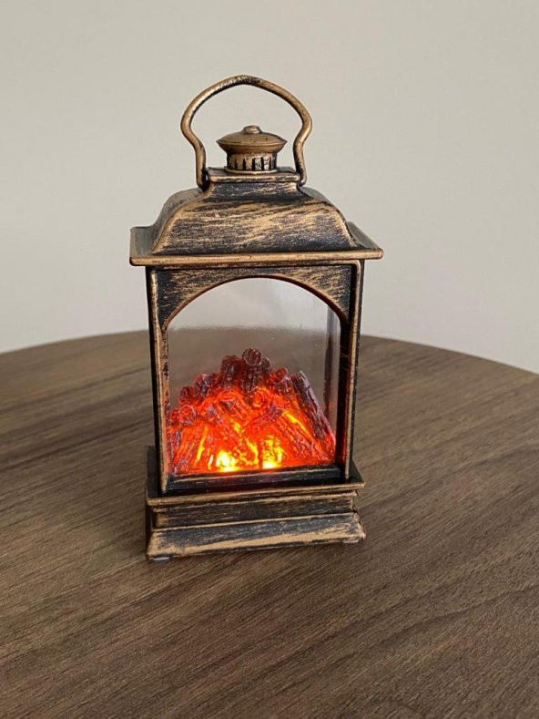 Dekoratif Minyatür Şömine Pilli Fener Yılbaşı Süslemesi