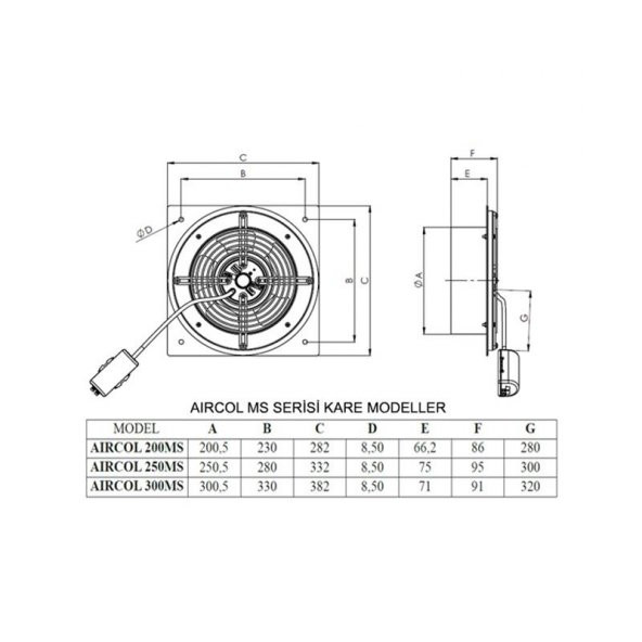 Aircol 300 MS Kare Sac Gövdeli Aspiratör - 2