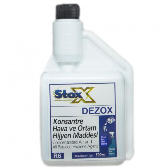 KONSANTRE HAVA VE ORTAM DEZENFEKTANI STOX DEZOX R6  500ML 250 LT URUN ELDE EDILIR - 3