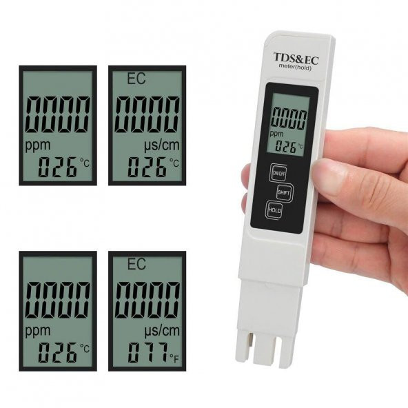 TDS EC Metre Termometreli Su Kalite ve İletkenlik Ölçüm Cihazı - 4