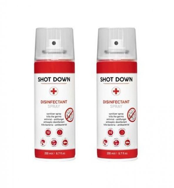 Shot down dezenfektan spray güçlü etki 70 Alkol bazlı 2Adx200ML - 2