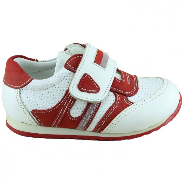 Beyaz Kırmızı Tam Ortopedik Yeni Sezon Erkek Bebek Ayakkabısı