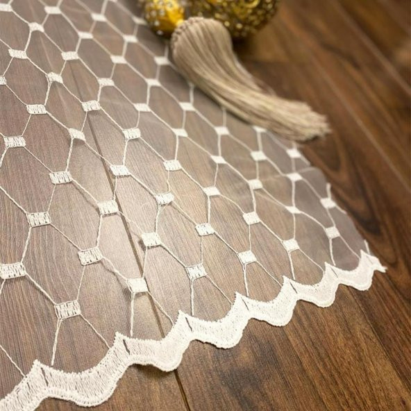 Soysaraç Honeycomb Pilesiz Tül Perde  Ekru 400 x 260 cm - 1