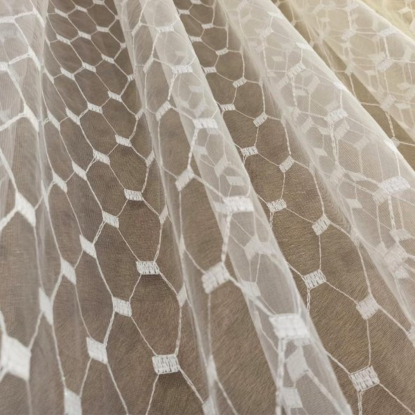 Soysaraç Honeycomb Pilesiz Tül Perde  Ekru 400 x 260 cm - 2