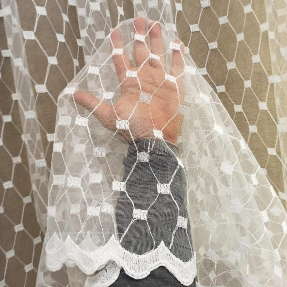 Soysaraç Honeycomb Pilesiz Tül Perde  Ekru 400 x 260 cm - 3
