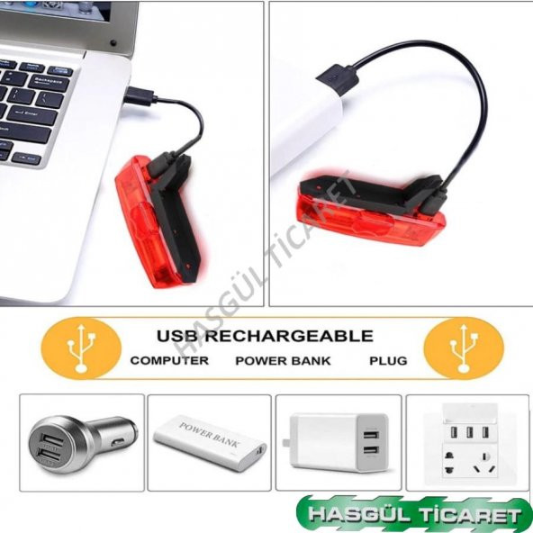 HSGL USB ŞARJLI ÖN ARKA IŞIKLI FAR SET - 5