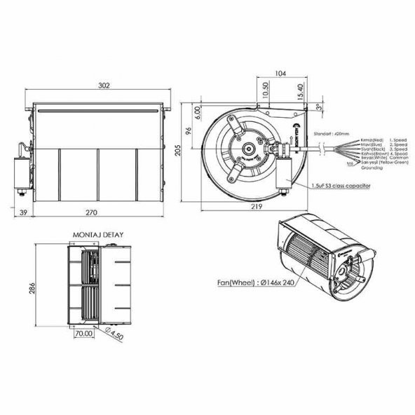 Aircol AKS 146-240 Fancoil Fanı - 2