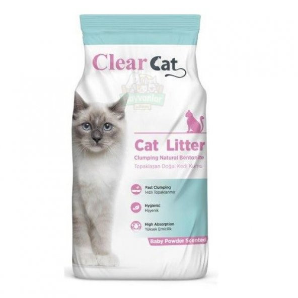 Clear Cat Pudra Kokulu Hızlı Topaklaşan Kedi Kumu 5 LT