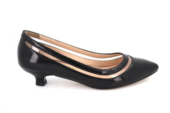Hobby Siyah Rugan Kısa Topuk Stiletto Kadın Ayakkabı - 1