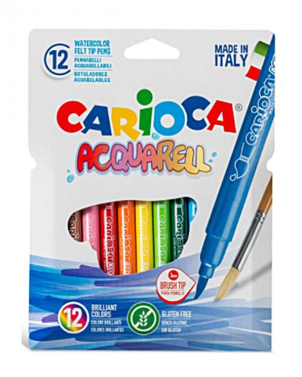 Carioca Acquarell Fırça Uçlu Keçeli Kalem 12 Renk
