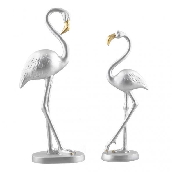 Fidex Home 2li Flamingo Heykel Biblo Gümüş