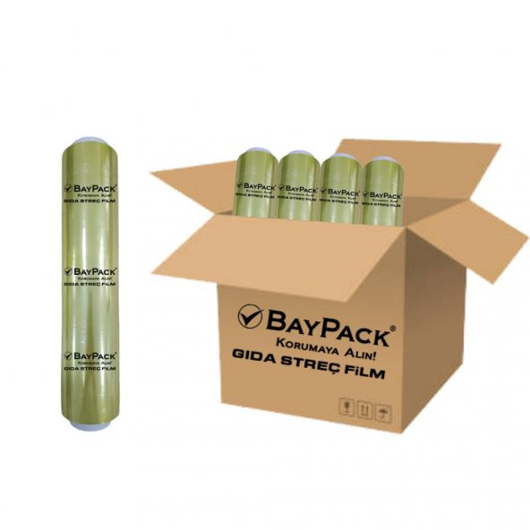 BAYPACK Polietilen Gıda Streç Film Gold Yellow  30 CM 8 Mikron 300 MT (20 Adet) - 2