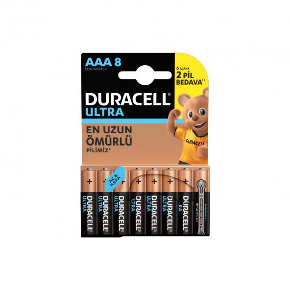 Duracell Ultra Alkalin AAA İnce Kalem Pil 8li Paket