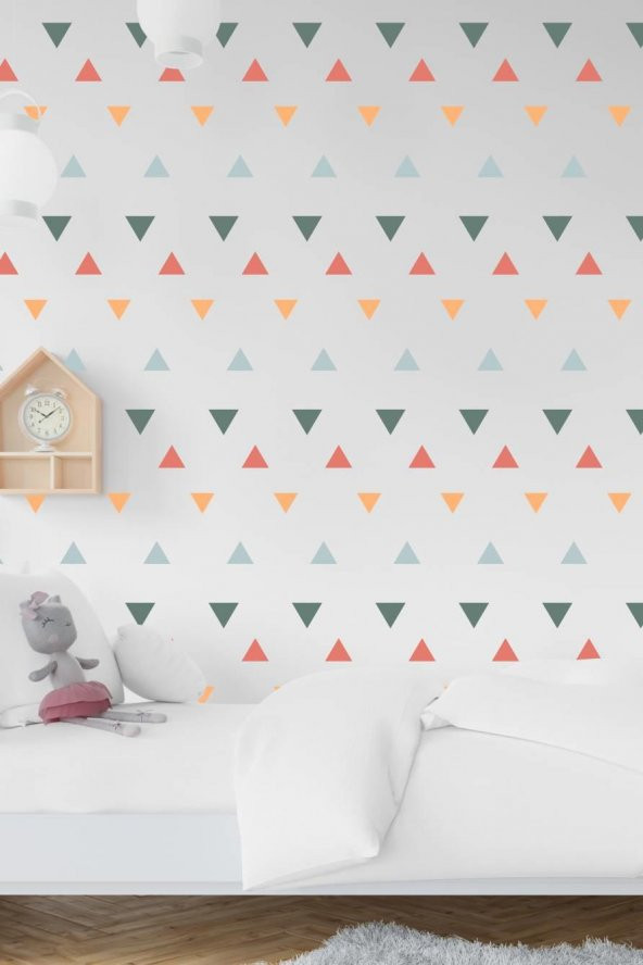 Üçgen Şekilli Renkli Çocuk Bebek Odası Duvar Sticker