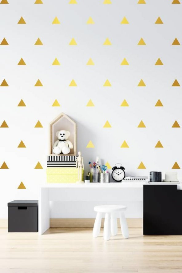 Üçgen Şekilli Gold Çocuk Bebek Odası Duvar Sticker
