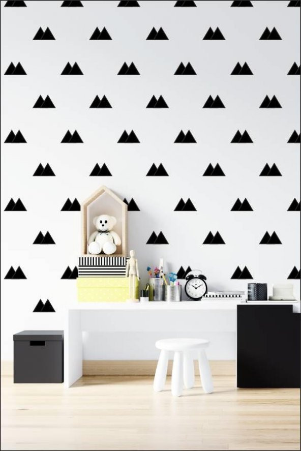 Siyah Dağ Sticker - Çocuk Bebek Odası Duvar Sticker 3,5x6 cm - 100 adet