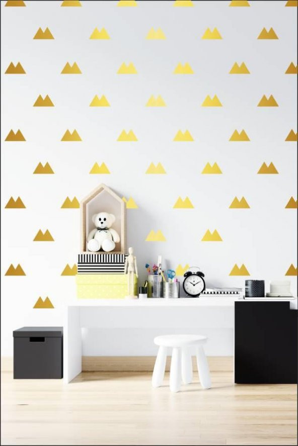 Gold Dağ Sticker - Çocuk Bebek Odası Duvar Sticker 3,5x6 cm - 100 adet
