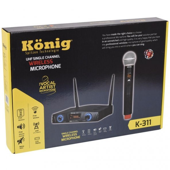 König K-312 Çift El Kablosuz Telsiz Mikrofon 16 Digital Kanal UHF - 4