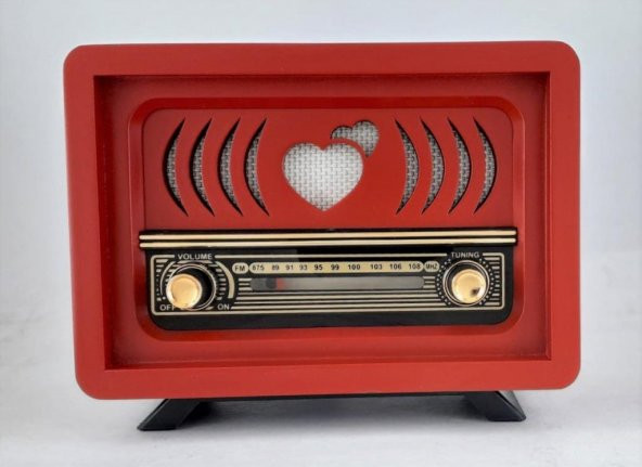 Nostaljik Radyo Kırmızı Renk USB ve Bluetoothlu K02