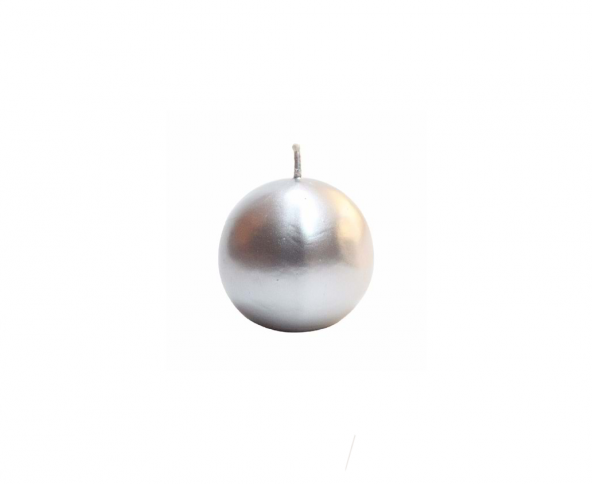 YILBAŞI DEKORATİF TOP MUM GÜMÜŞ METALİK 7CM - 2