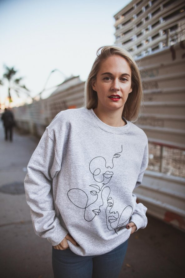 Minimalist Abstract Gri Sweatshirt Unisex - 2