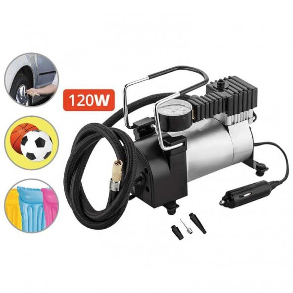 PİRANHA 12V 120W BASINÇ GÖSTERGE MİNİ HAVA POMPASI KOMPRESÖR - 2