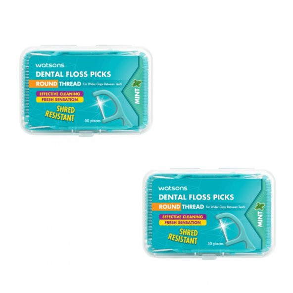 Watsons Diş İpi İpli Kürdan Yuvarlak Naneli 50 Adet X 2 Paket
