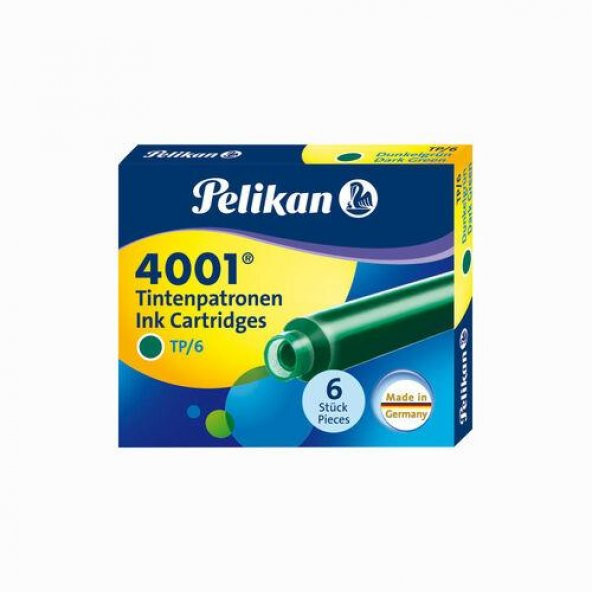 PELIKAN 4001 DOLMAKALEM KARTUSU KOYUYESIL KISA 6LI ürün görseli