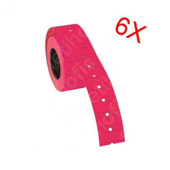 TANEX MAKINE ETIKETI 12-21 CIZGILI NEON PEMBE 6 LI