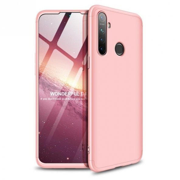 KNY Realme 6i Kılıf 3 Parça 360 Zore Ays Kapak Rose Gold