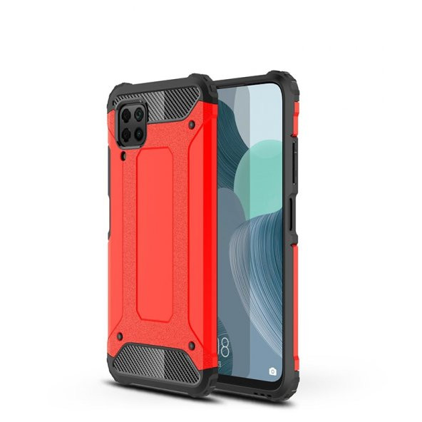 KNY Huawei P40 Lite Kılıf Çift Katmanlı Armour Case Kırmızı