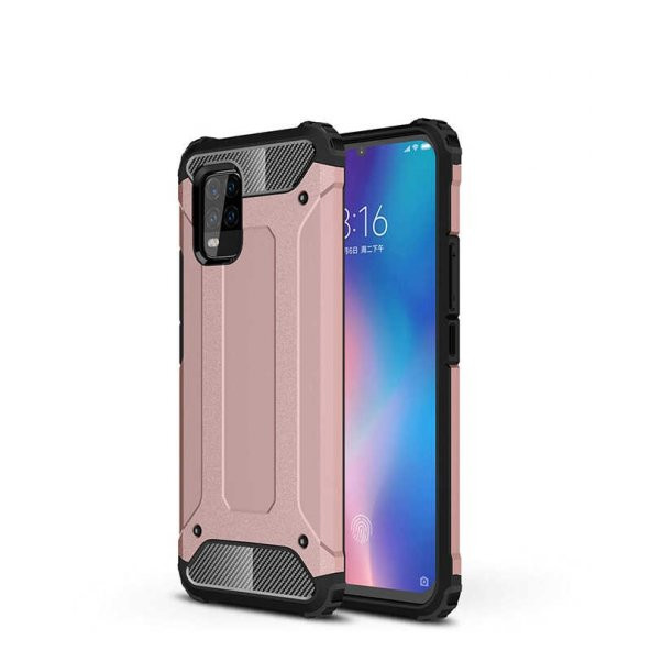 KNY Xiaomi Mi 10 Lite Kılıf Çift Katmanlı Armour Case Rose Gold